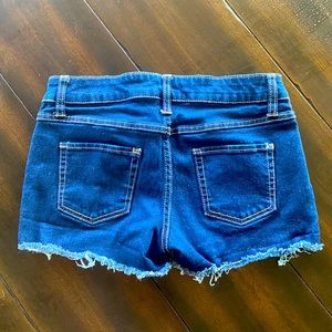Indigo blue cut off jean shorts